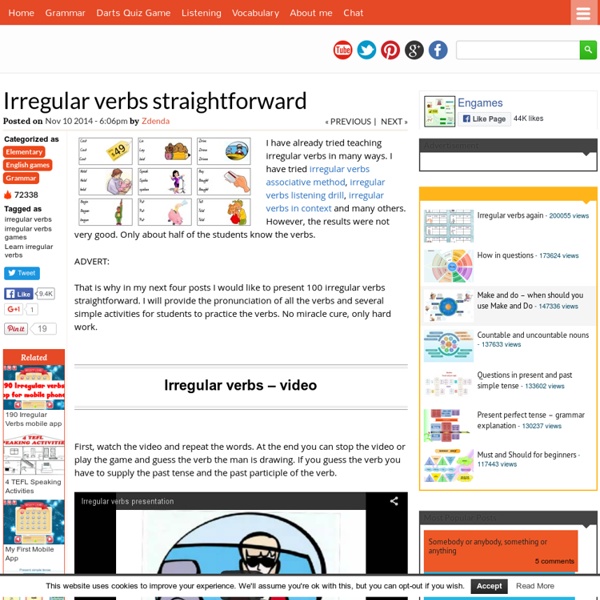 Irregular verbs straightforward - Games to learn English