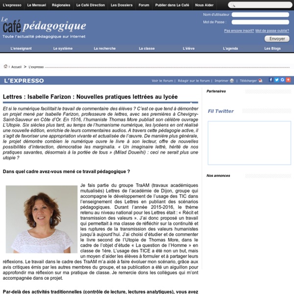 Lettres : Isabelle Farizon : Nouvelles pratiques lettrées au lycée