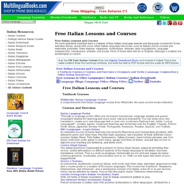 Free Italian Lessons and Italian Language Courses