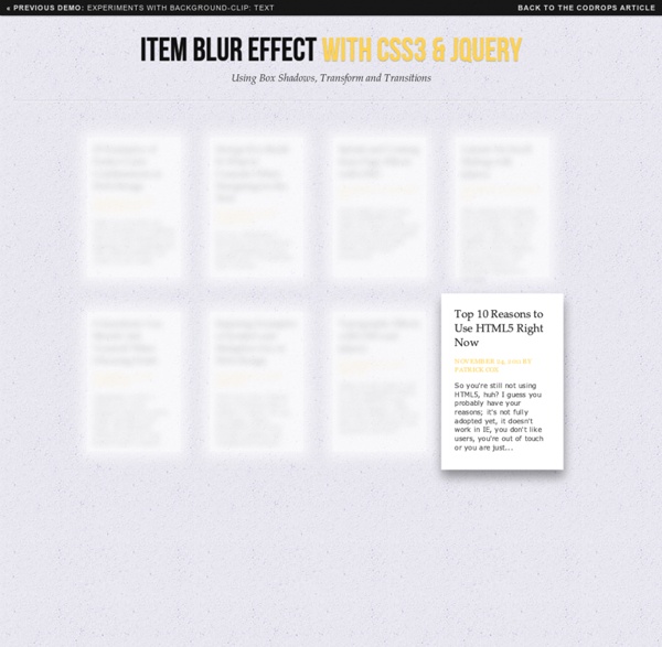Item Blur Effect with CSS3 and jQuery