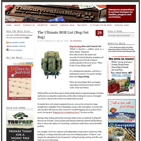 Bug Out Bag Item List - find out what you need to survive.