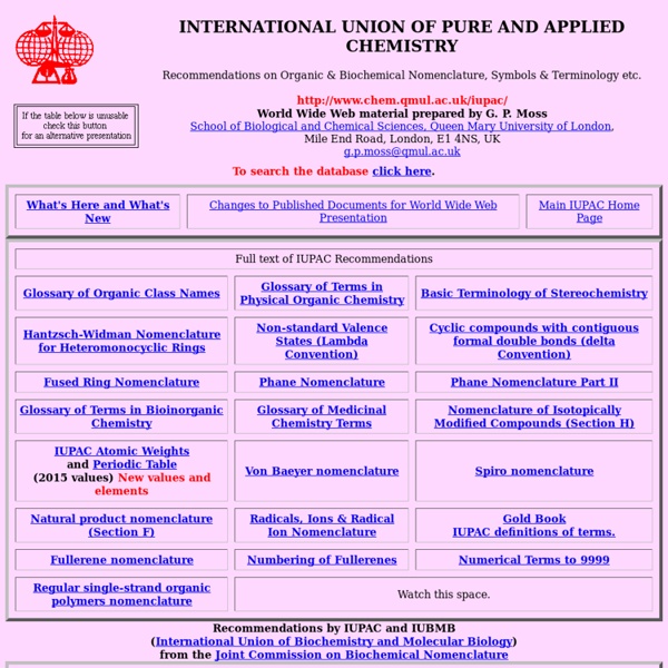 IUPAC Nomenclature Home Page