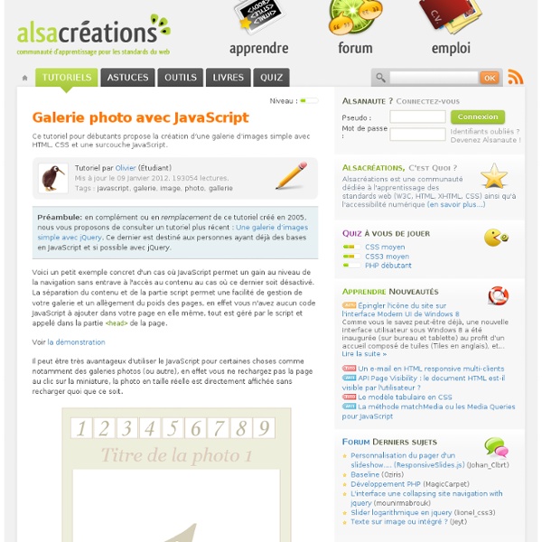 Galerie photo avec JavaScript - Alsacréations