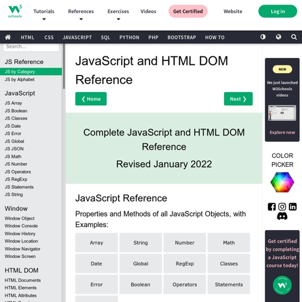 JavaScript and HTML DOM Reference