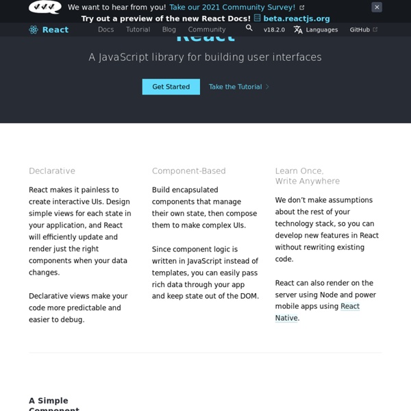 A JavaScript library for building user interfaces React Pearltrees