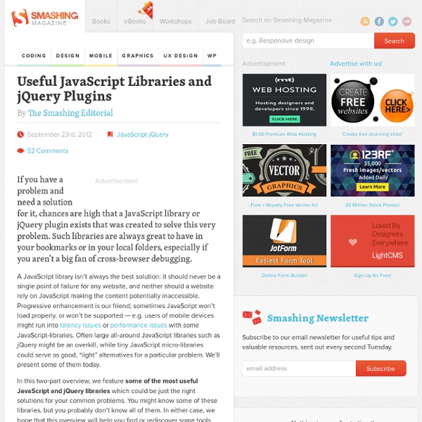 Useful JavaScript Libraries and jQuery Plugins For Web Developers
