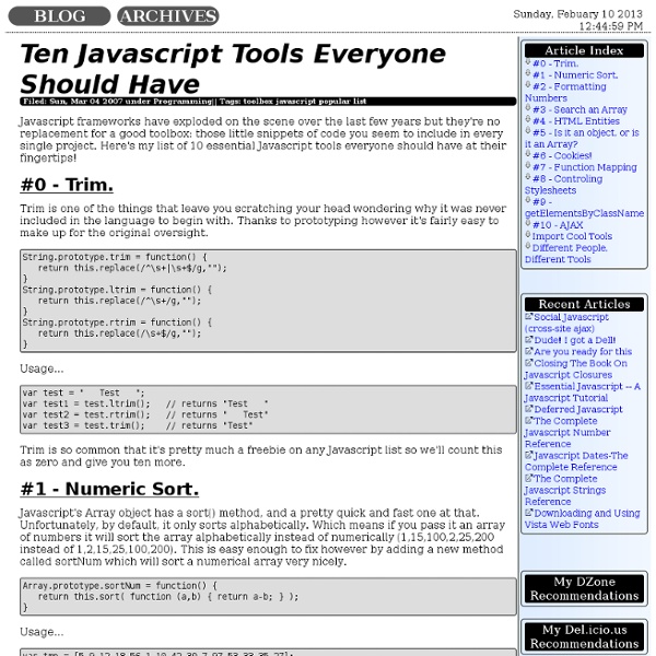 Ten Javascript Tools Everyone Should Have