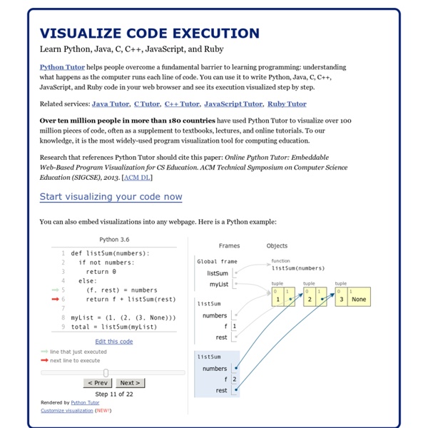 Visualiser pas à pas l'exécution avec Python Tutor