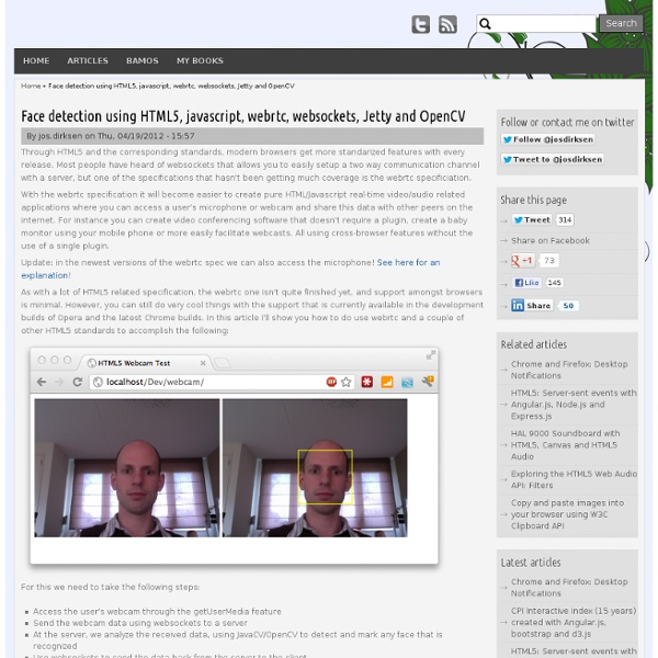 Face detection using HTML5, javascript, webrtc, websockets, Jetty and OpenCV