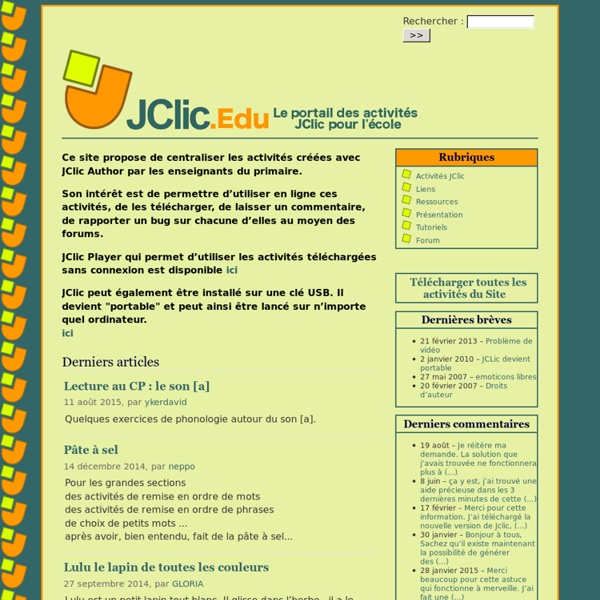 JClic.Edu le portail des activités JClic pour l'école