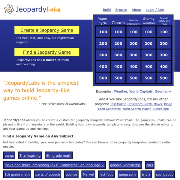 JeopardyLabs Online Jeopardy Template Pearltrees