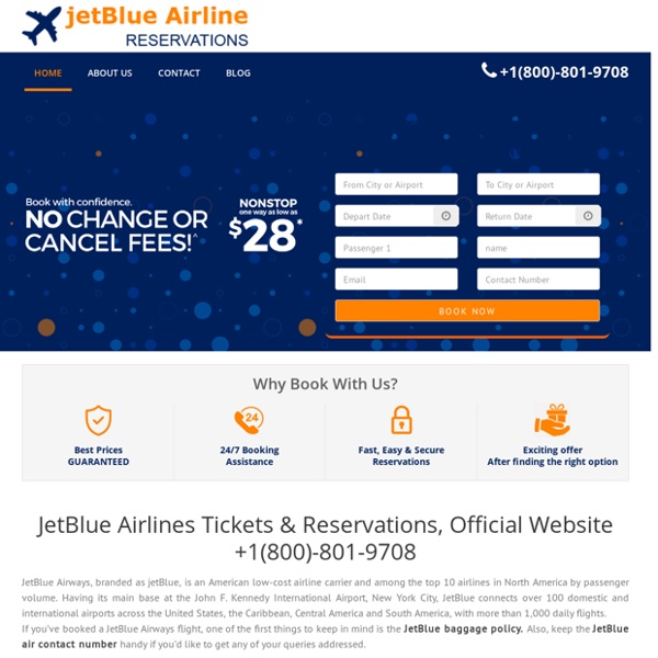 Jetblue Airlines Flights Reservations 1-800-801-9708 Official Site US