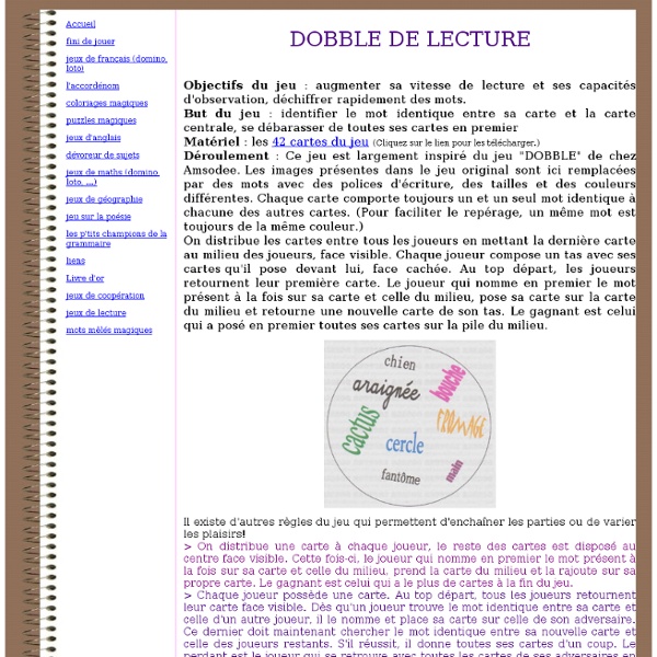 Jeu de lecture dobble