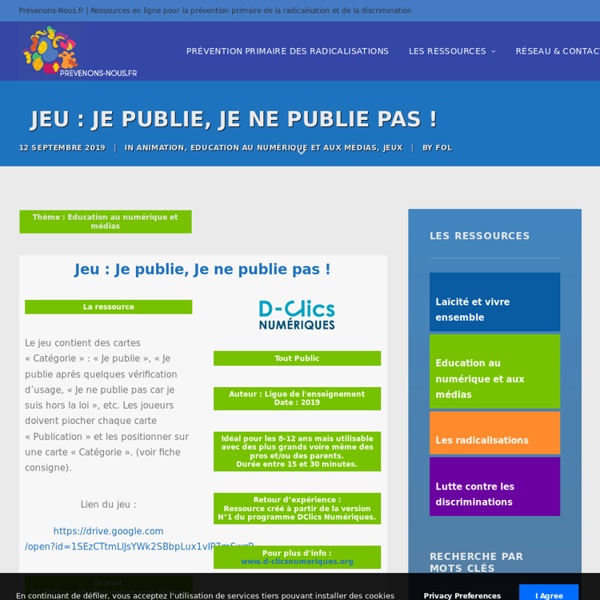 Jeu : Je publie, Je ne publie pas ! - prevenons nous