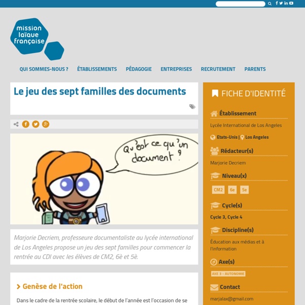 Le jeu des sept familles des documents – Mission laïque française