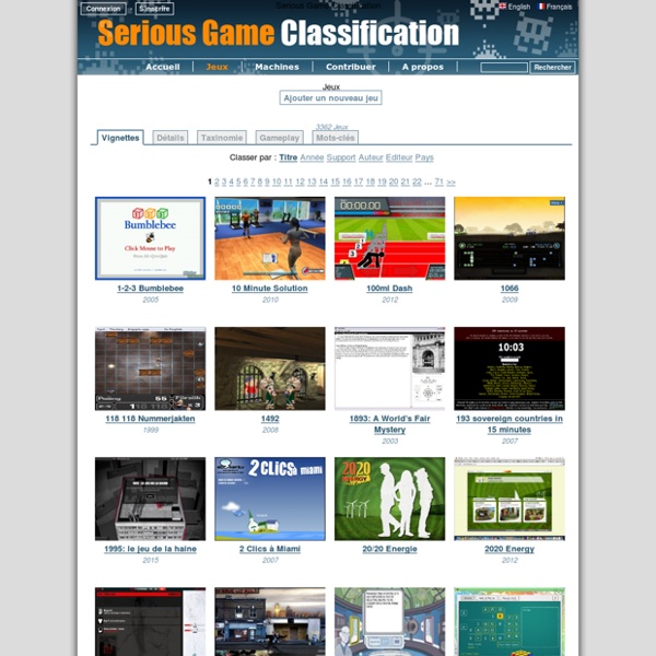 Serious Game Classification: Jeux