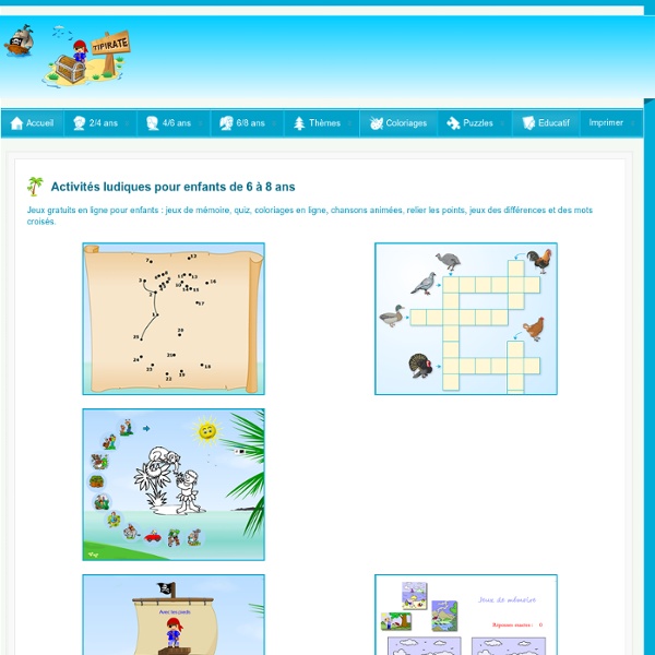 Jeux en ligne pour enfants de 6 à 10 ans - Tipirate, jeux et activités pour enfants