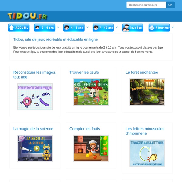 Tidou : jeux gratuits en ligne pour enfants de 2 à 10 ans