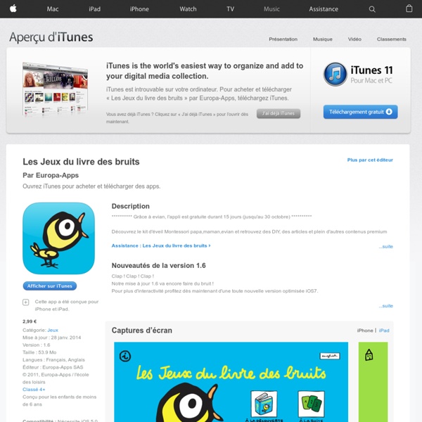 Les Jeux du livre des bruits dans l’App Store