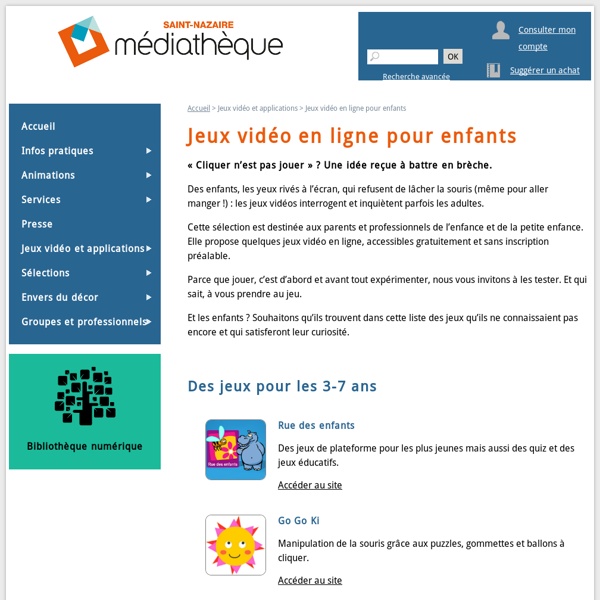 Jeux vidéo en ligne pour enfants