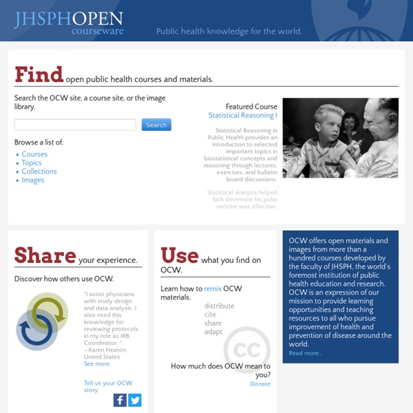 OpenCourseWare at the Johns Hopkins Bloomberg School of Public Health