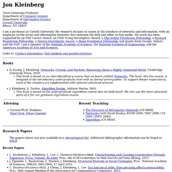 Jon Kleinberg&#039;s Homepage