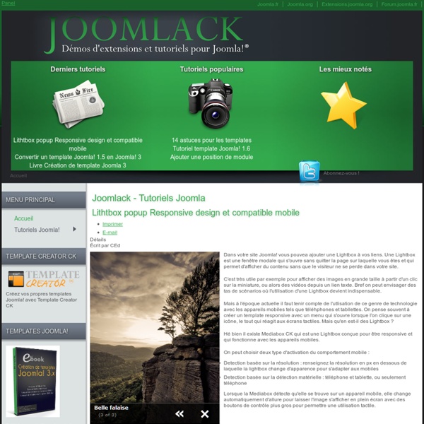 Joomlack - Tutoriels Joomla - Tutoriels Joomla! 2.5 - Tutoriels Joomlack pour menu, template et mootools dans Joomla! 2.5