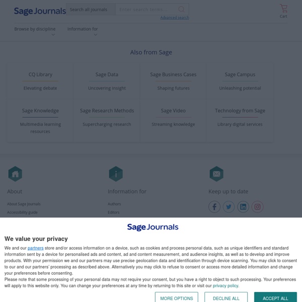 SAGE Journals: Your gateway to world-class journal research