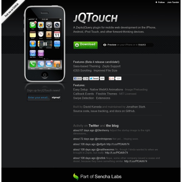 jQTouch — jQuery plugin for mobile web development