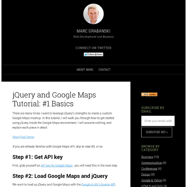 jQuery and Google Maps Tutorial: #1 Basics: jQuery, Google Maps