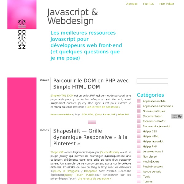 Ressources Javascript pour intégrateurs web front-end