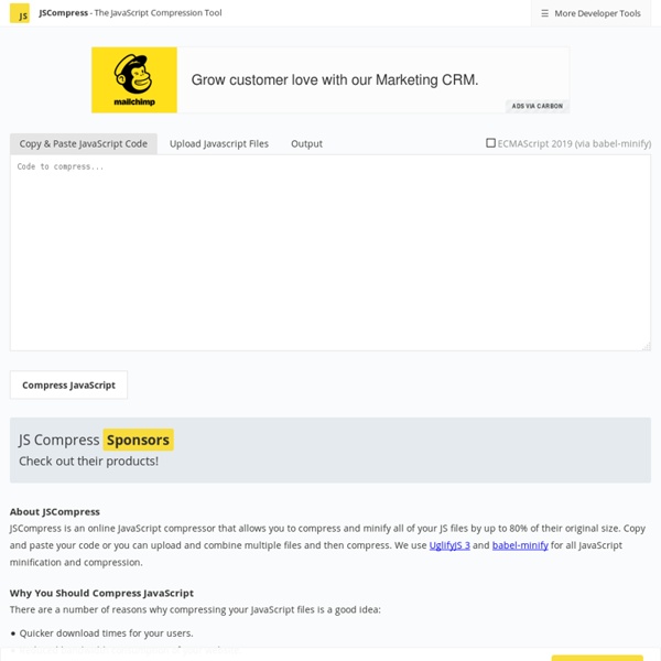 JSCompress: Minify Javascript Online / Online JavaScript Compression