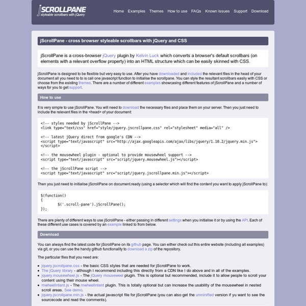 jScrollPane - cross browser styleable scrollbars with jQuery and CSS