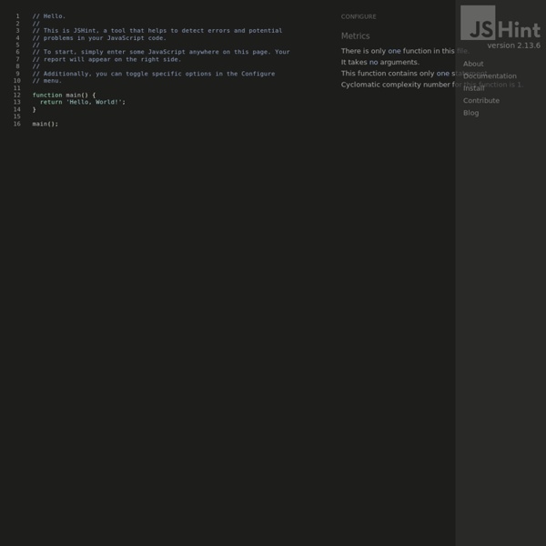 JSHint, a JavaScript Code Quality Tool