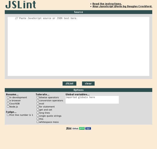 JSLint,The JavaScript Code Quality Tool