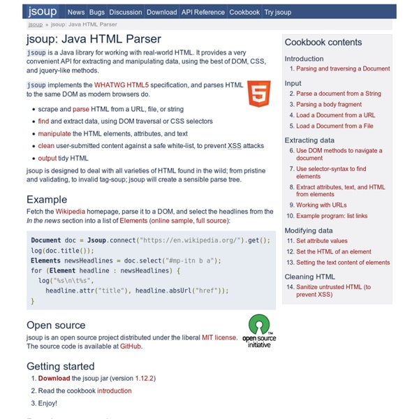 Jsoup Java HTML Parser, With Best Of DOM, CSS, And Jquery | Pearltrees