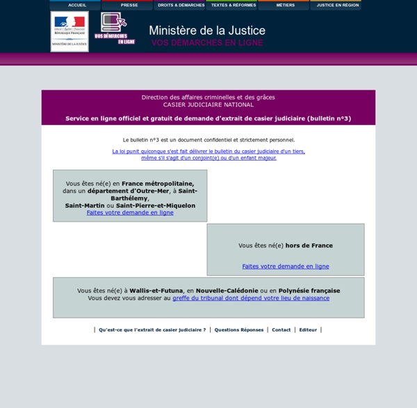 CASIER JUDICIAIRE NATIONAL - Demande de Bulletin numÃ©ro 3