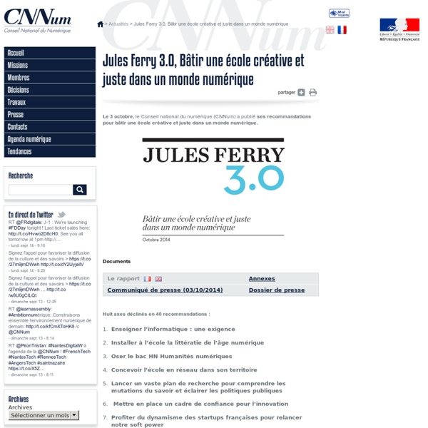 Jules Ferry 3.0, Bâtir une école créative et juste dans un monde numérique
