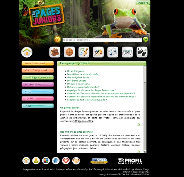 Les Pages Juniors.com, le moteur de recherche pour les enfants.