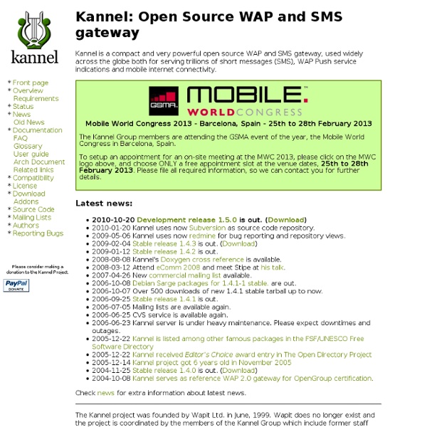 Kannel: Open Source WAP and SMS Gateway