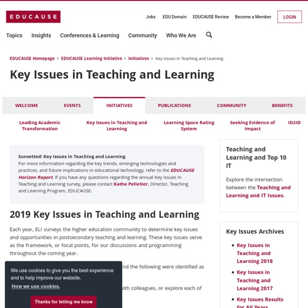 Key Issues in Teaching and Learning