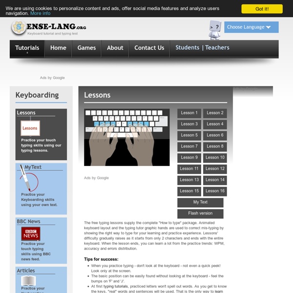 Keyboard tutorial and typing test