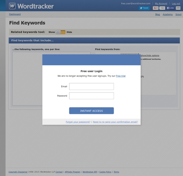 Free keyword research tool from Wordtracker - Wordtracker | Pearltrees