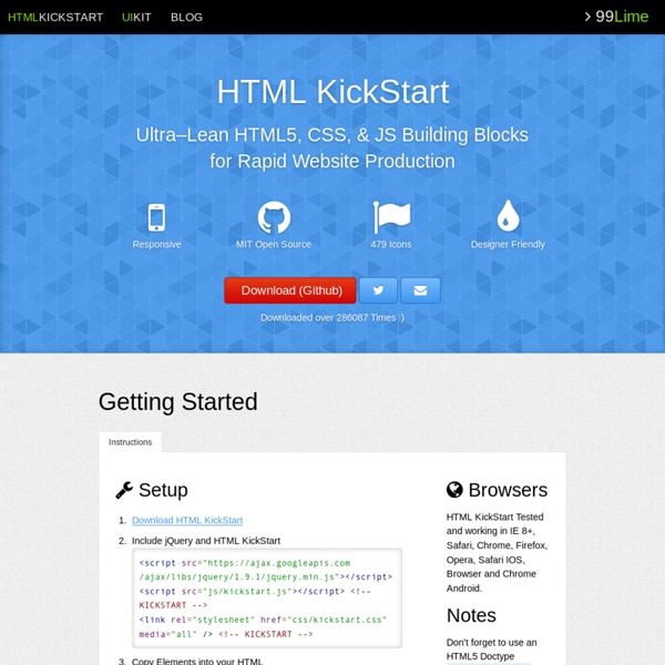 HTML KickStart HTML Elements & Documentation - 99Lime.com
