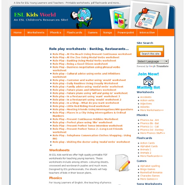 ESL Kids World - Role play worksheets