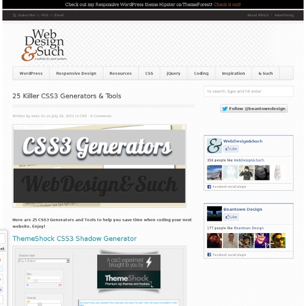 25 Killer CSS3 Generators & Tools