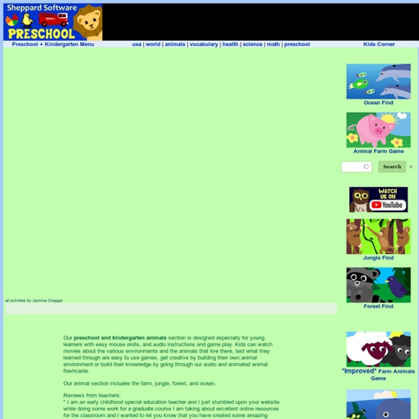 Preschool and Kindergarten Animals - games, movies and activities