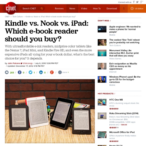 Kindle vs. Nook vs. iPad: Which e-book reader should you buy?