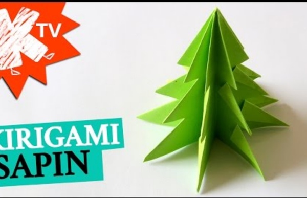 Sapin de noel en papier - kirigami origami facile