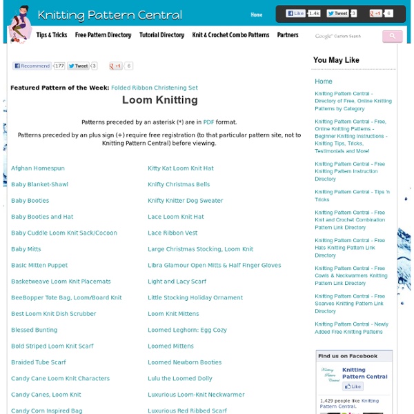 Free Loom Knitting Pattern Link Directory